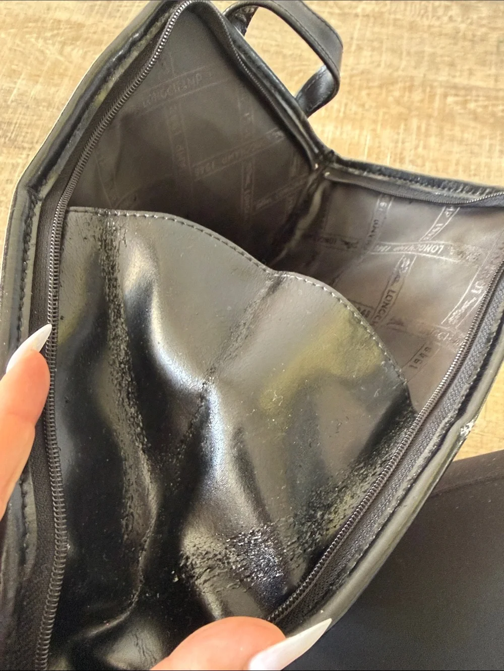 Vintage Longchamp Black Leather Single-Handle Sling Backpack